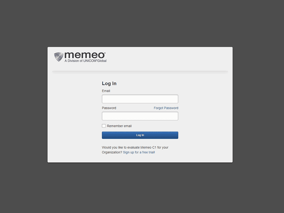 memeo c1 login screen