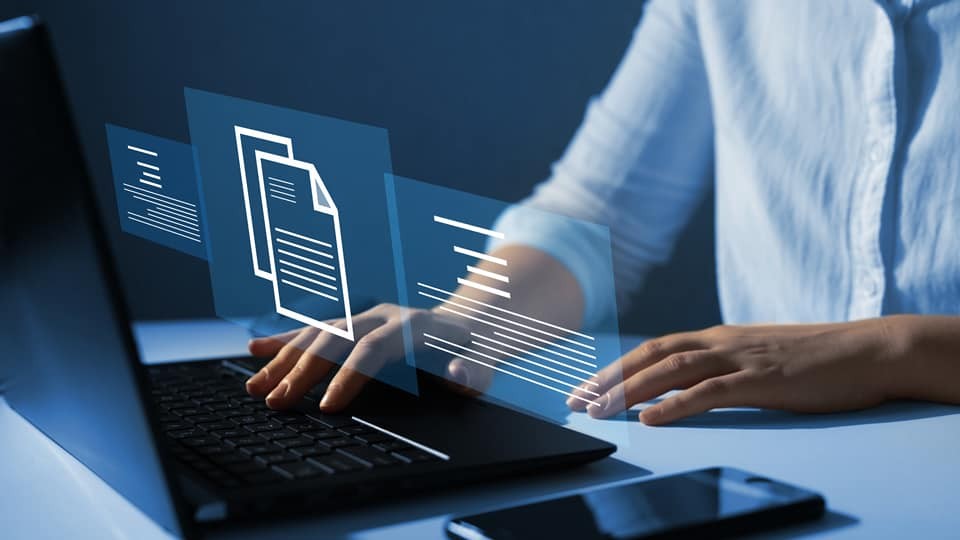 woman working at a laptop